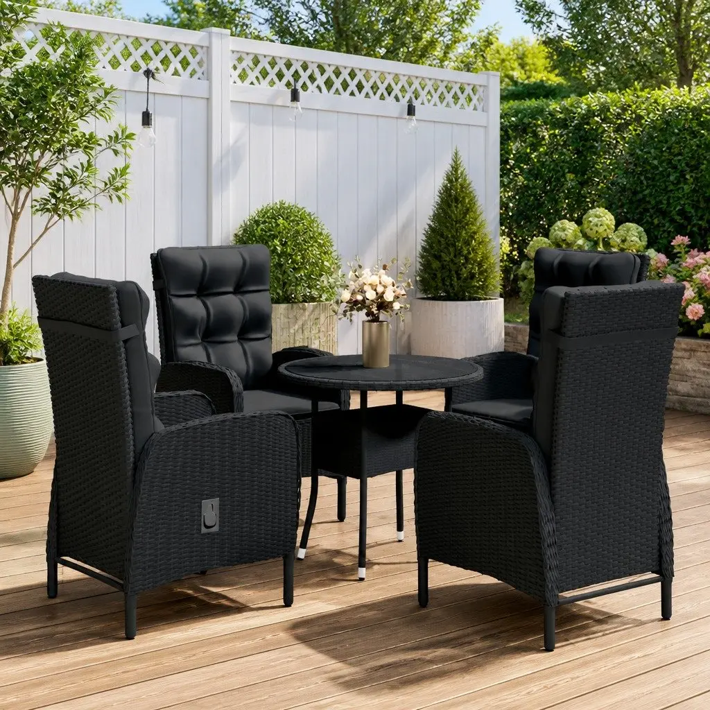 5 Piece Outdoor Bistro Set with Durable Poly Rattan