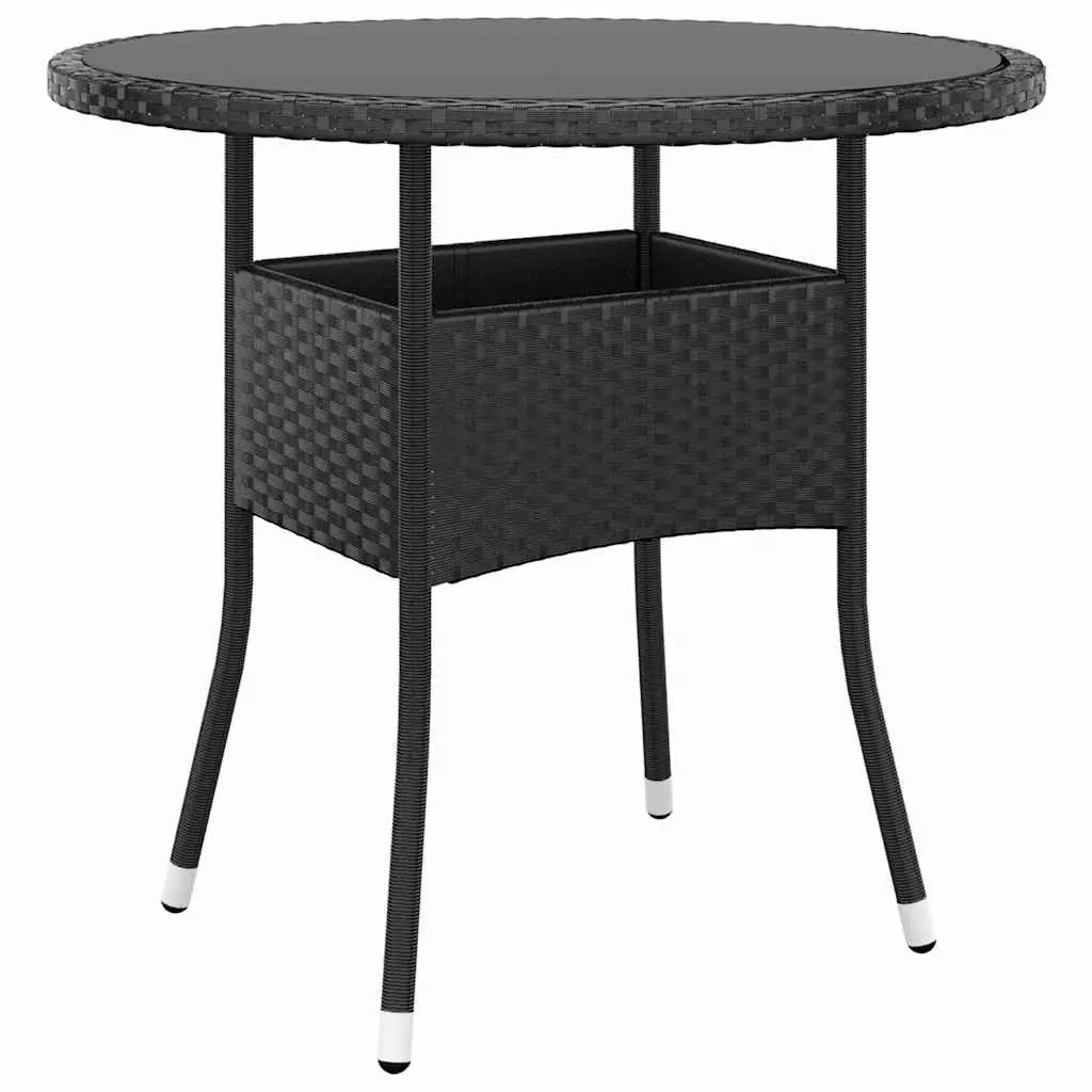 5 Piece Garden Bistro Set Poly Rattan Steel Black