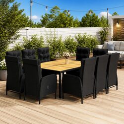 Stylish 11-Piece Garden Dining Set with Reclining Chairs