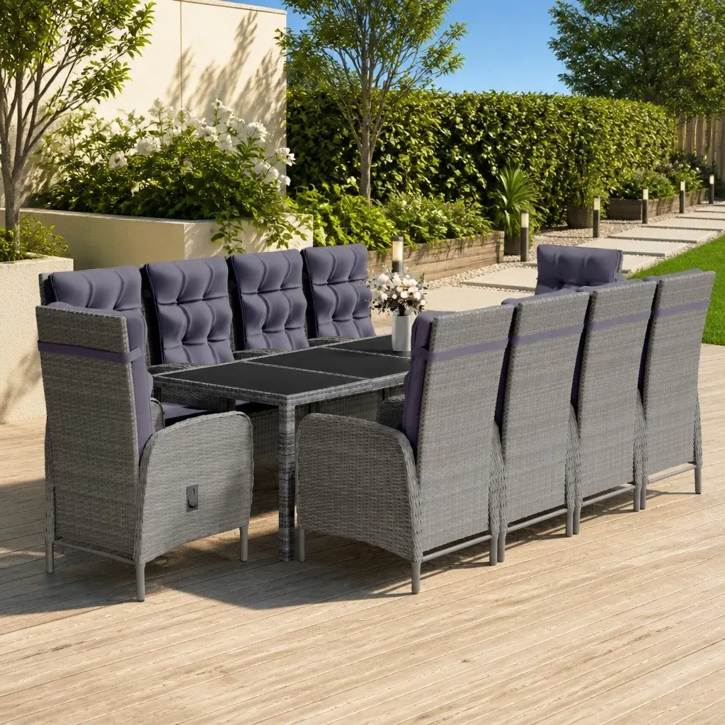 11-Piece Outdoor Dining Set in Grey
