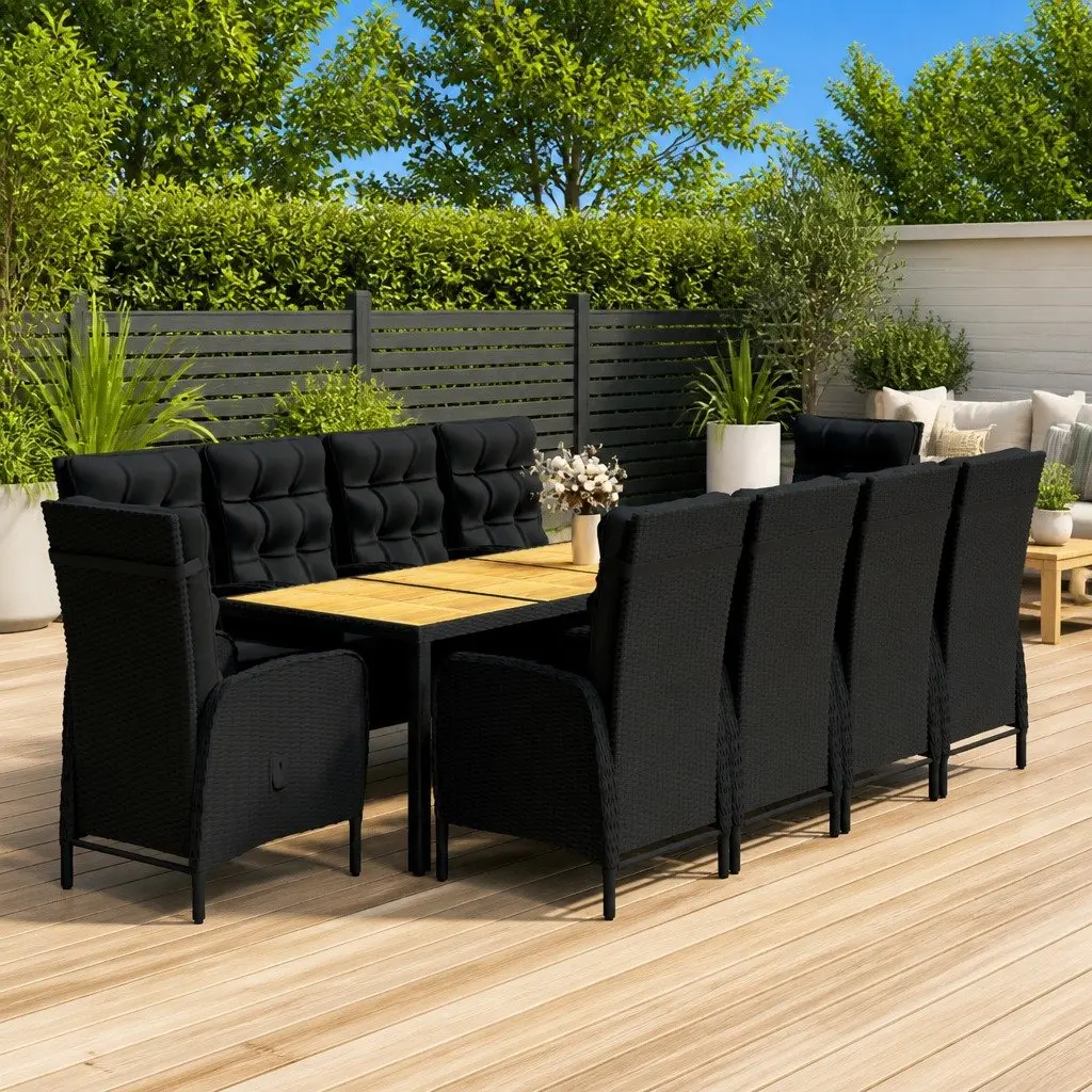 11 Piece Black Outdoor Dining Set