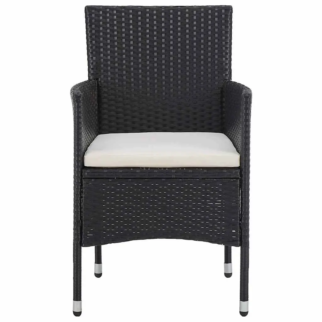 Garden Dining Set Steel PE Rattan 11 Piece Black Patio Furniture