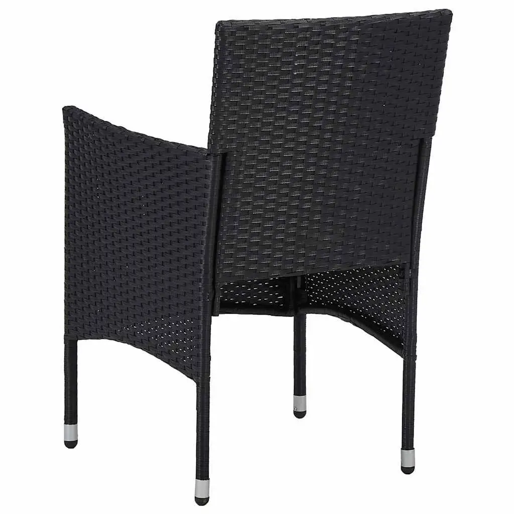 Garden Dining Set Steel PE Rattan 11 Piece Black Patio Furniture