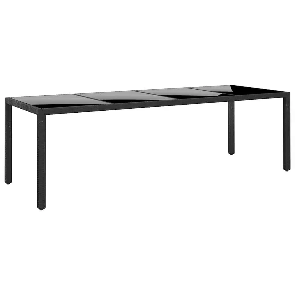 11 Piece Garden Dining Set Steel PE Rattan Black