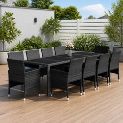 High-Quality 11 Piece Garden Dining Set with Rattan Grey Finish