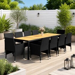 Premium 11 Piece Outdoor Dining Set with Steel Rattan