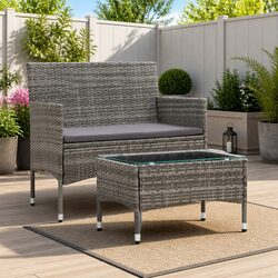 Outdoor 2-Piece Garden Lounge Set with Cushions in Grey