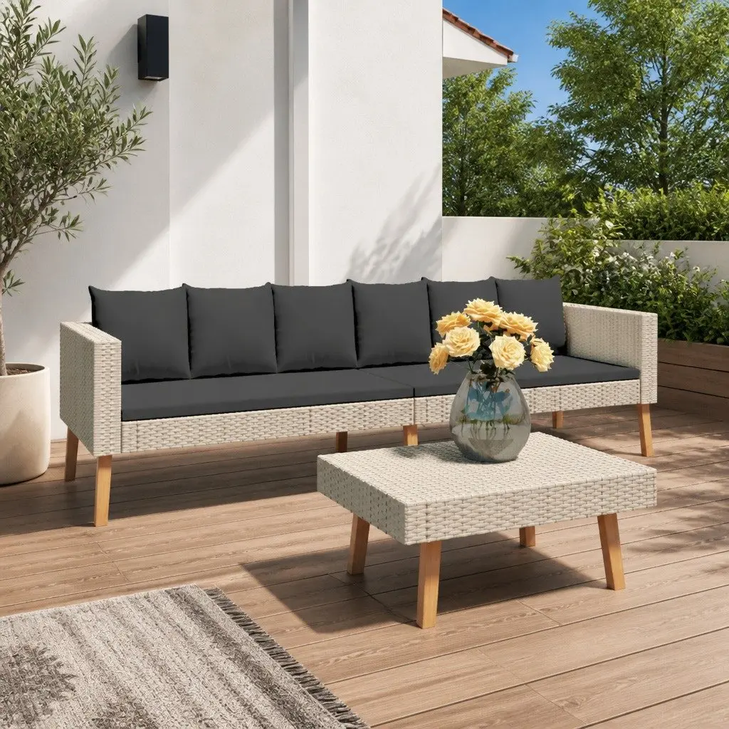 Beige Outdoor Sofa and Coffee Table Garden Lounge Set