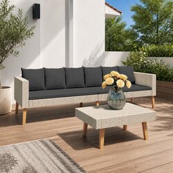 Beige Outdoor Sofa and Coffee Table Garden Lounge Set