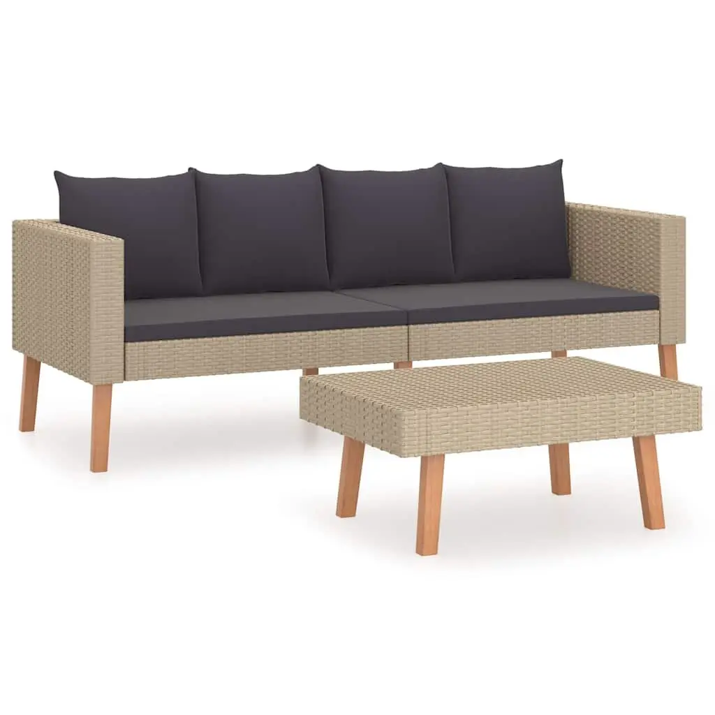 Beige 2 Piece Garden Lounge Set with Cushions