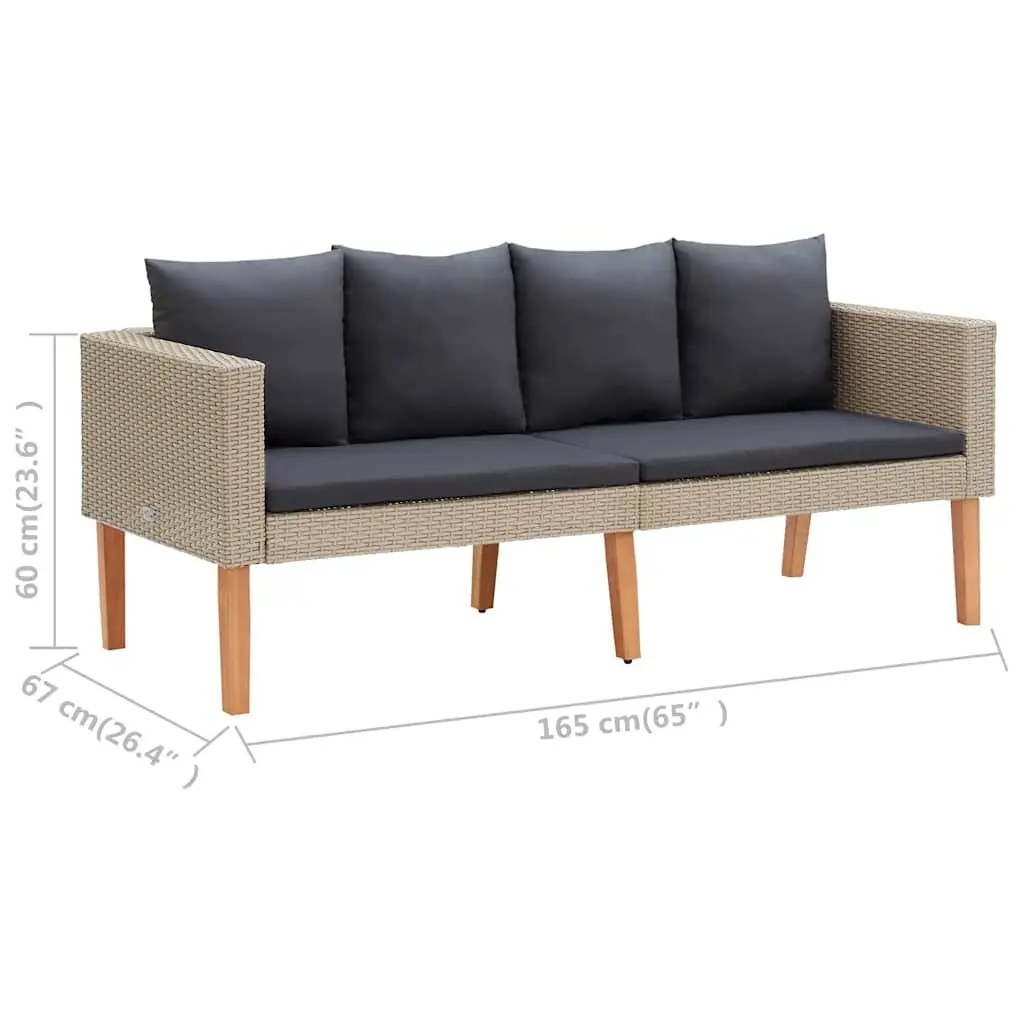 Beige 2 Piece Garden Lounge Set with Cushions