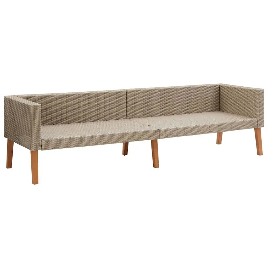 Garden Lounge Set Powder-coated Steel PE Rattan 3 Piece Beige Outdoor Furniture Sofa Table Cushions