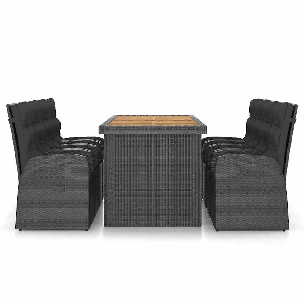 9 Piece Poly Rattan Outdoor Dining Set with Cushions