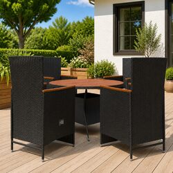 5-Piece Black Outdoor Dining Set with Cushions