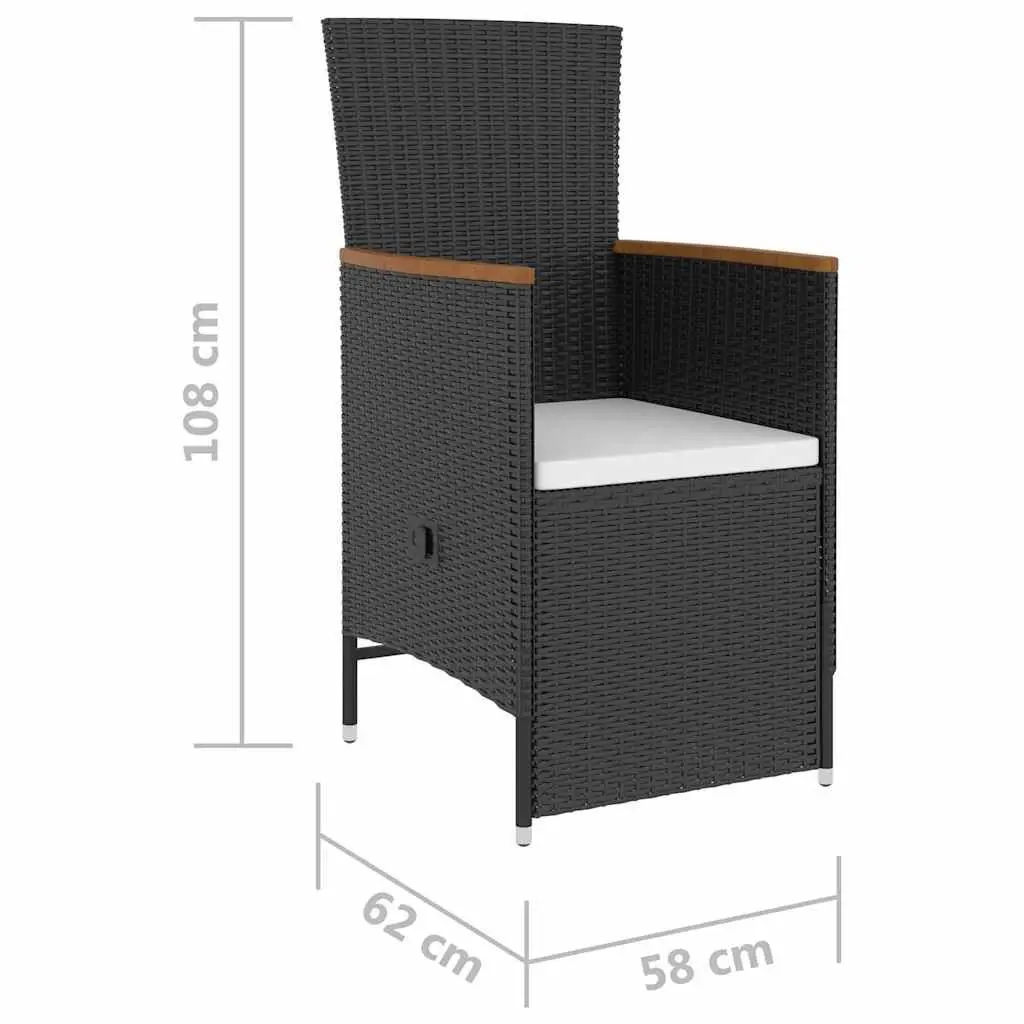 Outdoor Dining Set Poly Rattan 5 Piece Black with Cushions