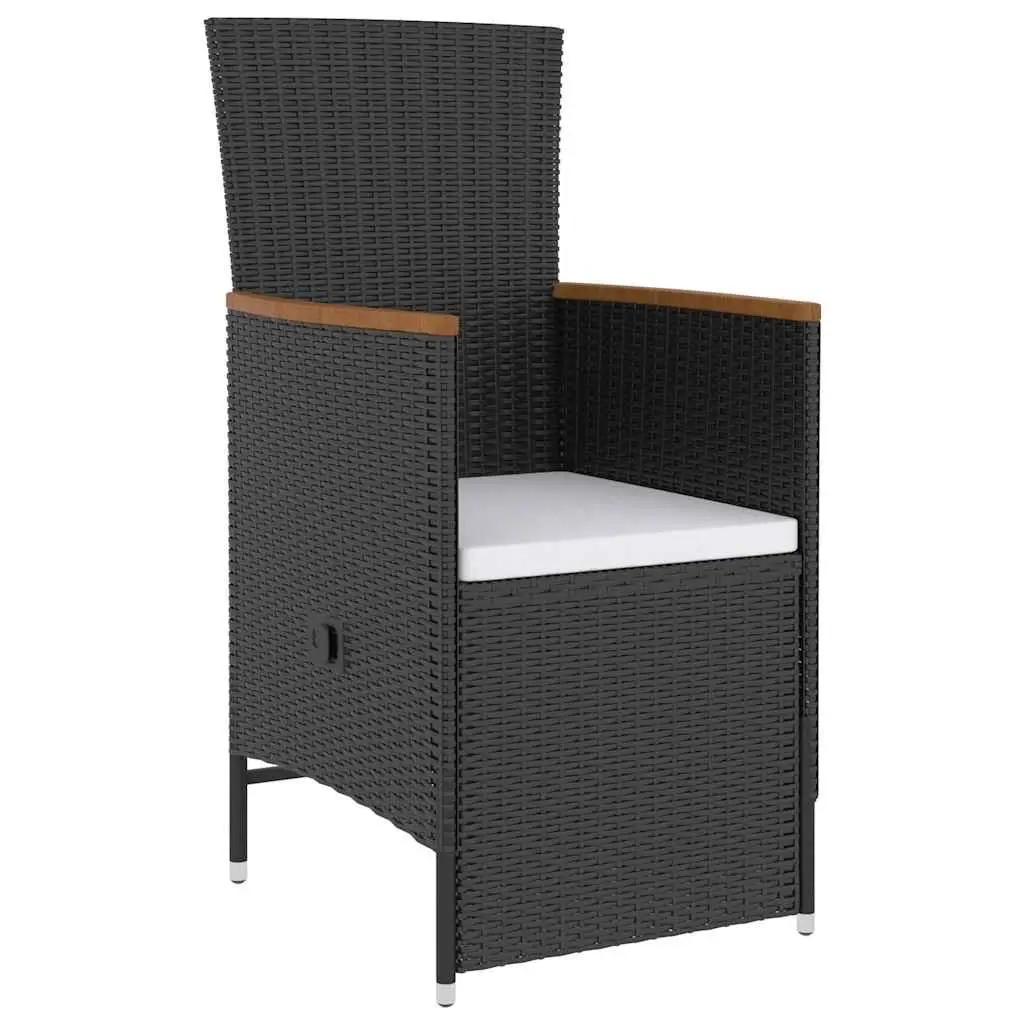Outdoor Dining Set Poly Rattan 5 Piece Black with Cushions