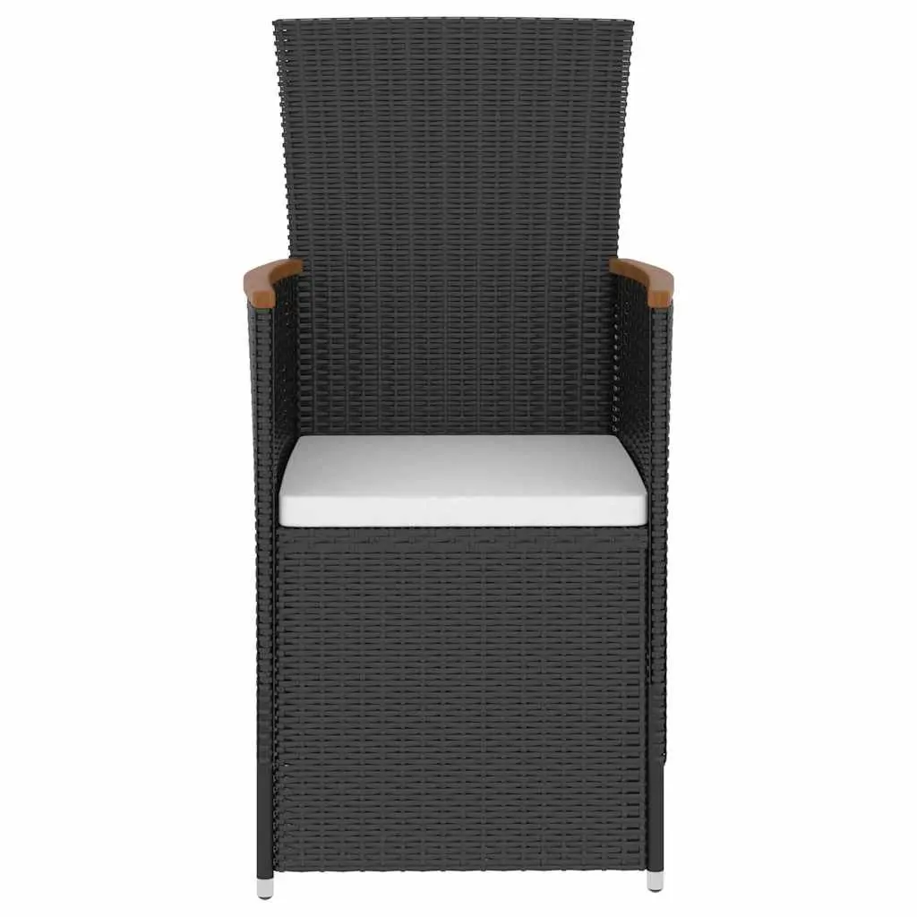 Outdoor Dining Set Poly Rattan 5 Piece Black with Cushions