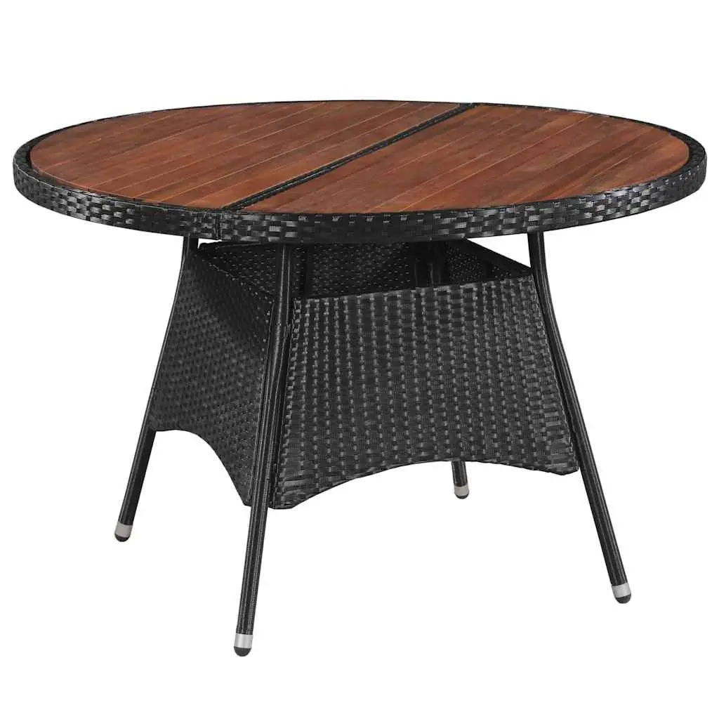 Outdoor Dining Set Poly Rattan 5 Piece Black with Cushions