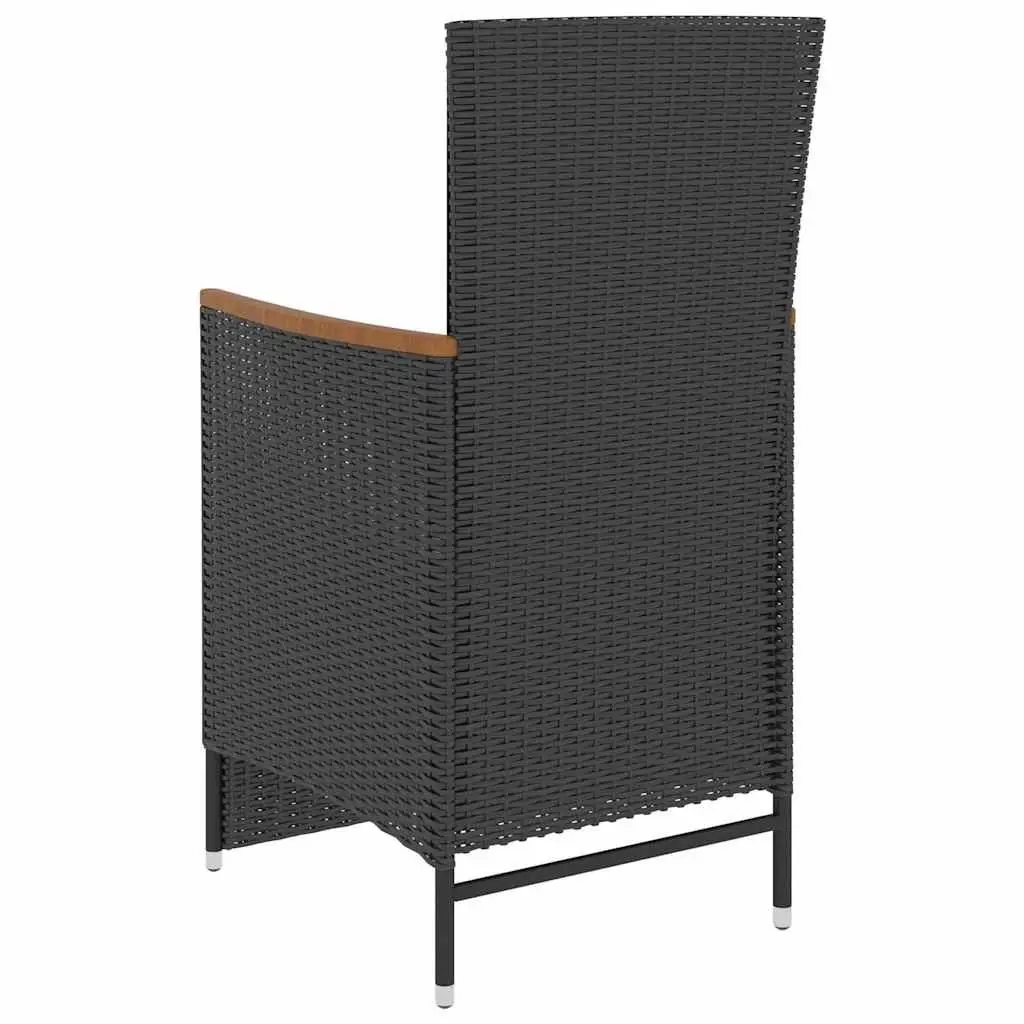 Outdoor Dining Set Poly Rattan 5 Piece Black with Cushions