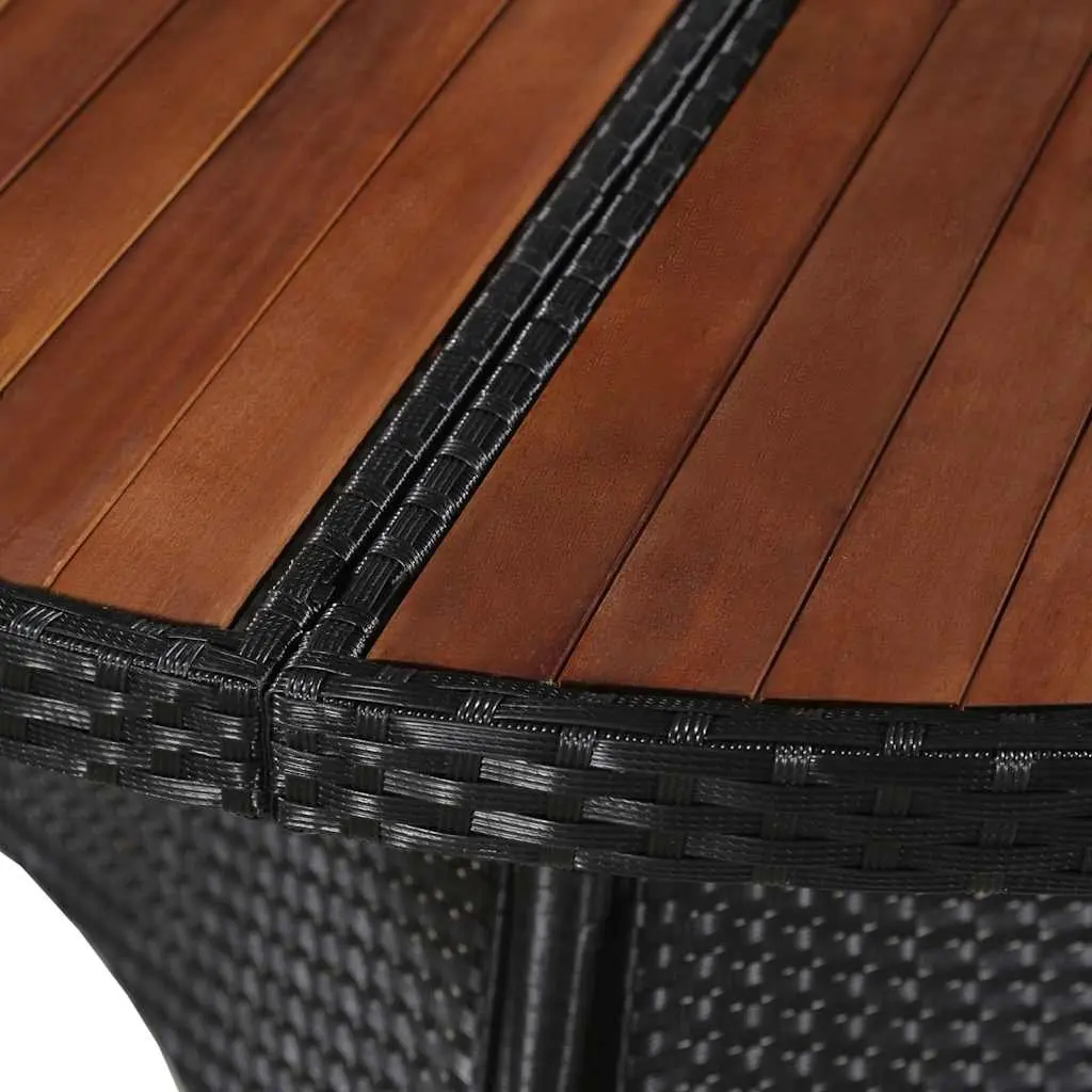 Outdoor Dining Set Poly Rattan 5 Piece Black with Cushions