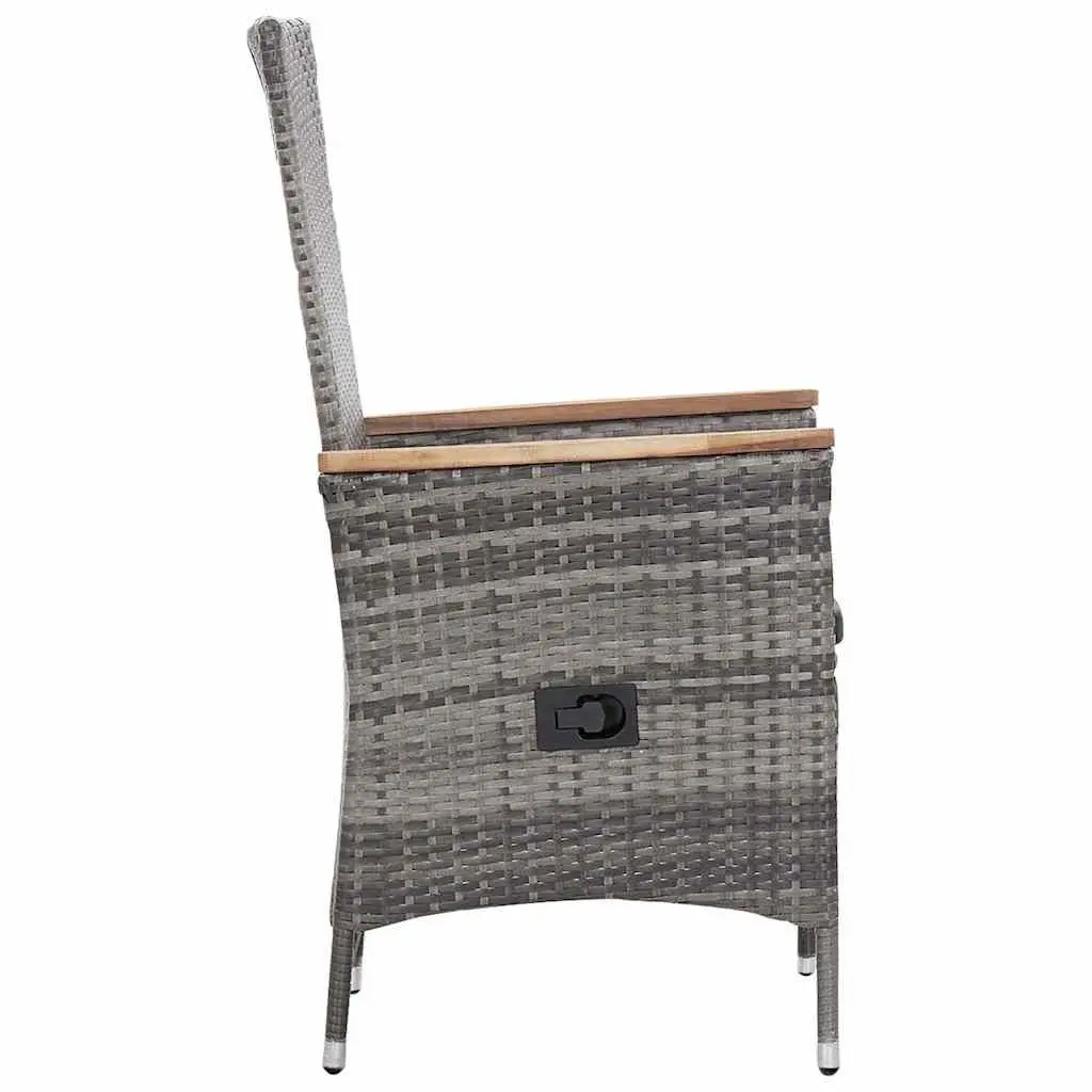 Garden Lounge Set PE Rattan 3 Piece Grey Outdoor Armchairs Coffee Table