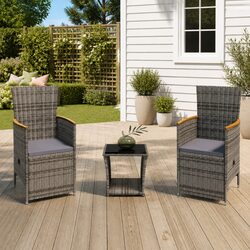 Durable 3 Piece Garden Lounge Set with Reclining Armchairs