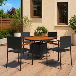 5-Piece Black Outdoor Dining Set with Durable Rattan Furniture