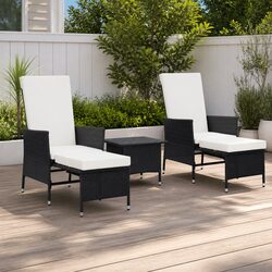 3-Piece Black Rattan Sofa Set for Outdoor Relaxation