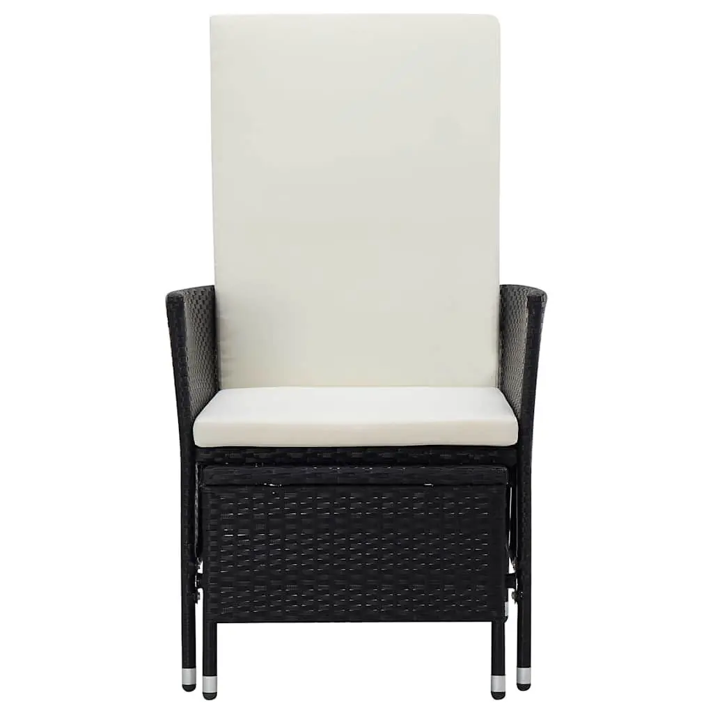 Garden Lounge Set PE Rattan Powder-coated Steel 3 Piece Black
