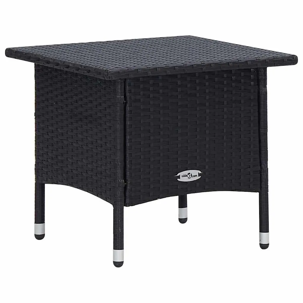 Garden Lounge Set PE Rattan Powder-coated Steel 3 Piece Black