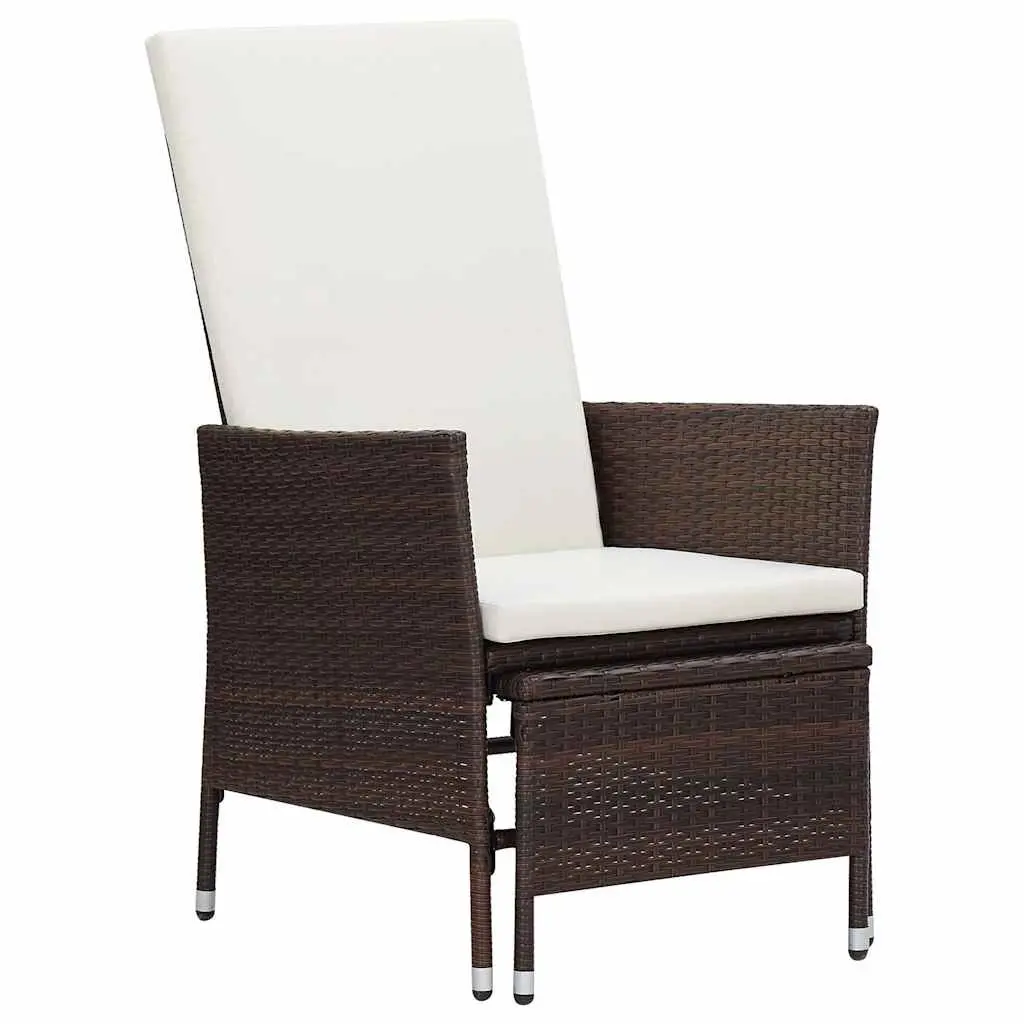3 Piece Garden Lounge Set PE Rattan Powder-coated Steel Brown Cushions