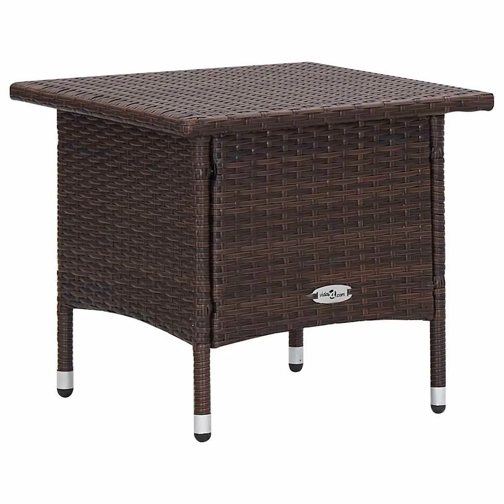 3 Piece Garden Lounge Set PE Rattan Powder-coated Steel Brown Cushions