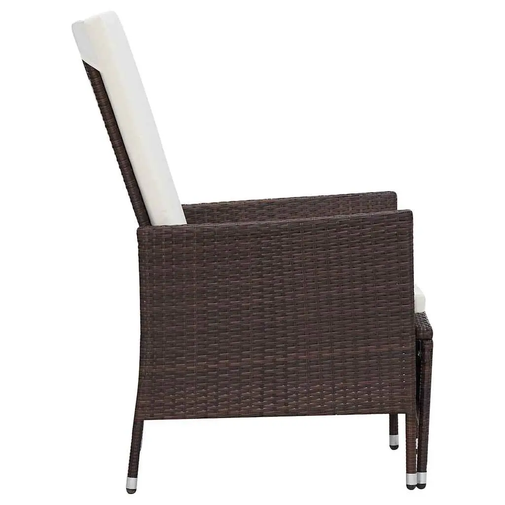 3 Piece Garden Lounge Set PE Rattan Powder-coated Steel Brown Cushions