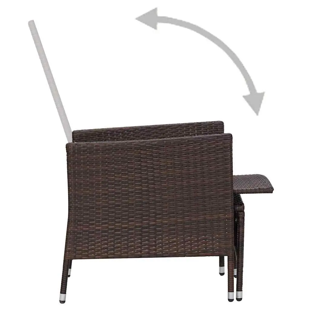 3 Piece Garden Lounge Set PE Rattan Powder-coated Steel Brown Cushions