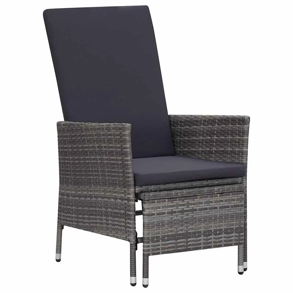 Garden Lounge Set Powder-coated Steel PE Rattan 3 Piece Grey