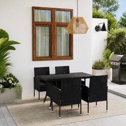 5 Piece Outdoor Patio Dining Set with Glass Table