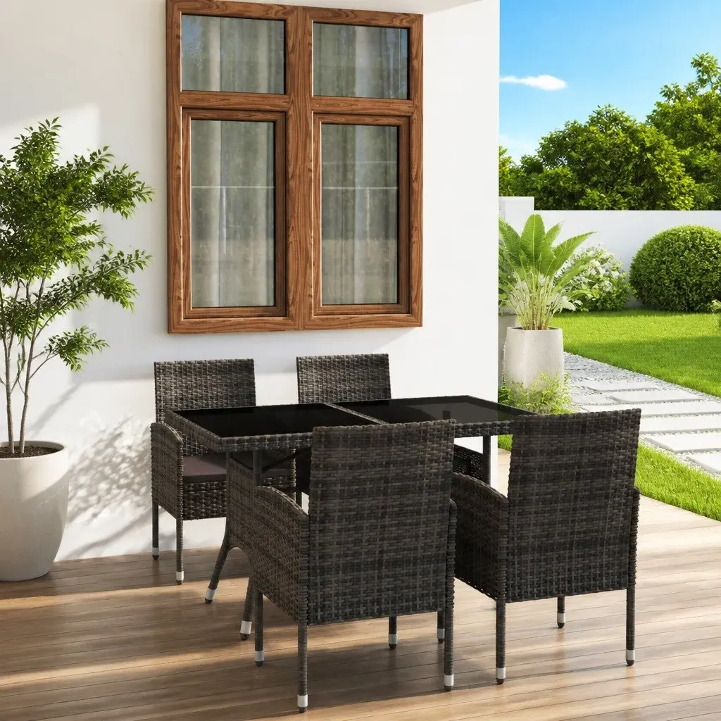 Grey Rattan 5 Piece Garden Dining Set