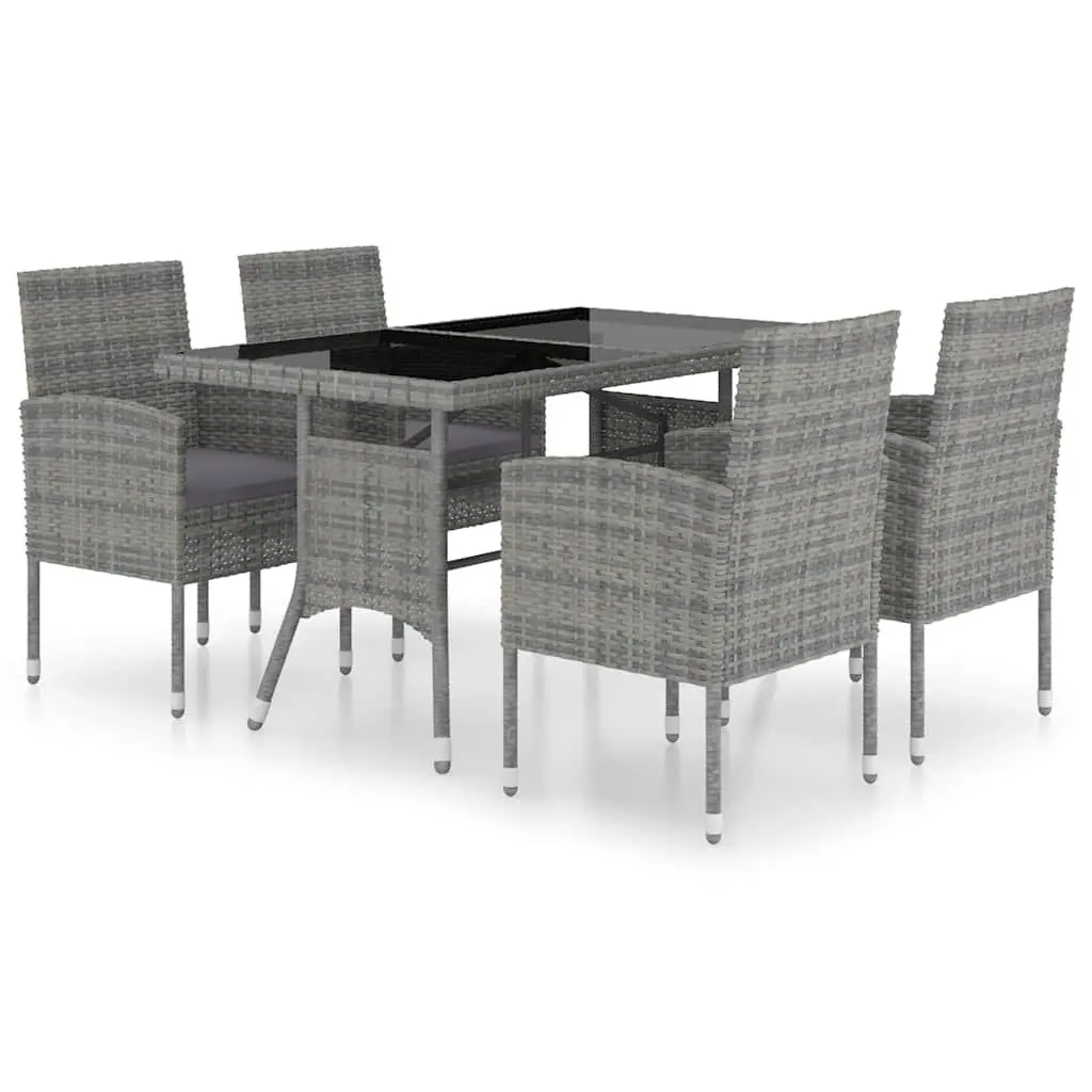 Grey Rattan 5 Piece Garden Dining Set