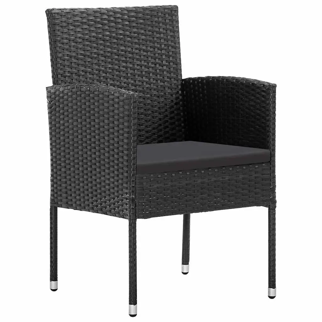7 Piece Black Poly Rattan Outdoor Dining Set