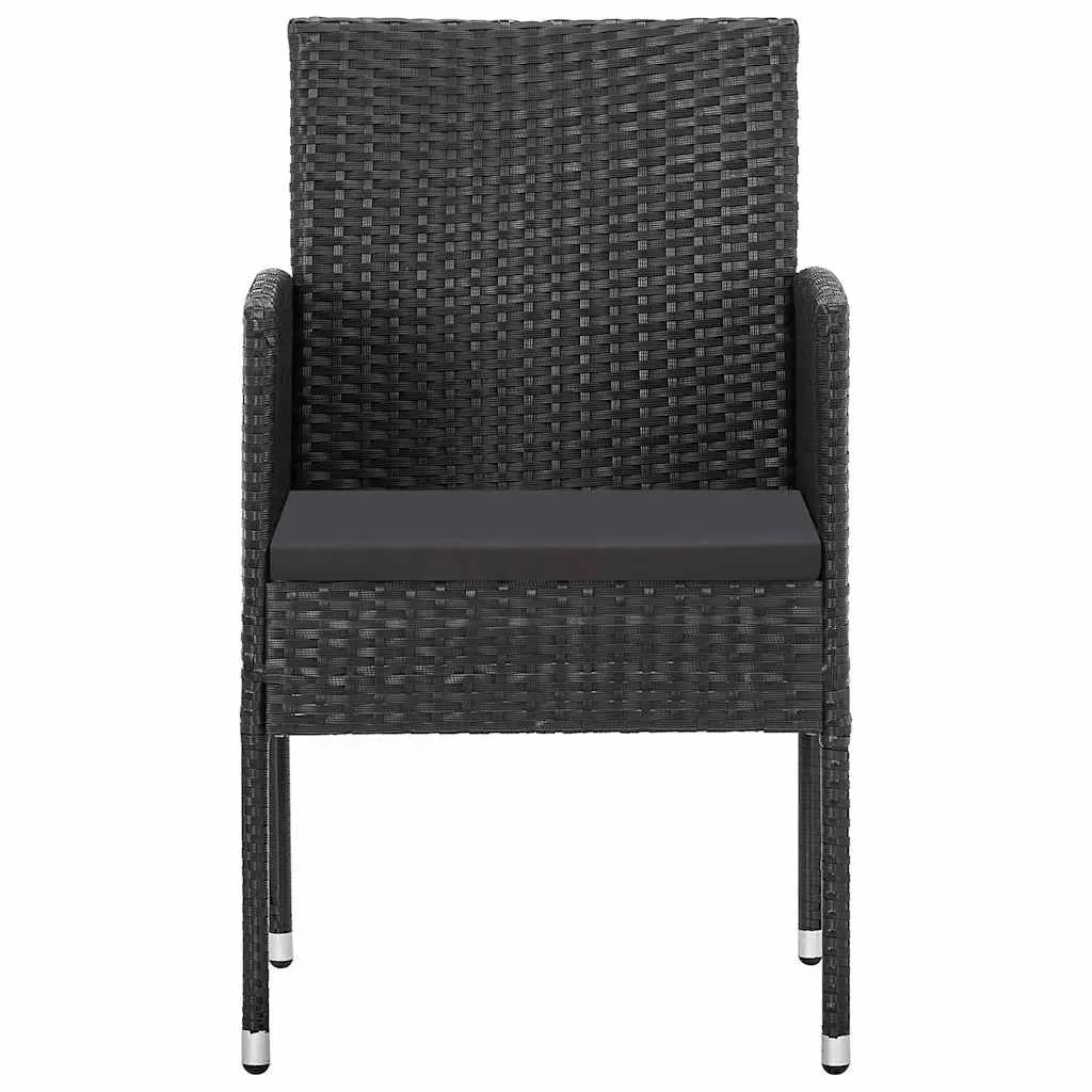 7 Piece Black Poly Rattan Outdoor Dining Set