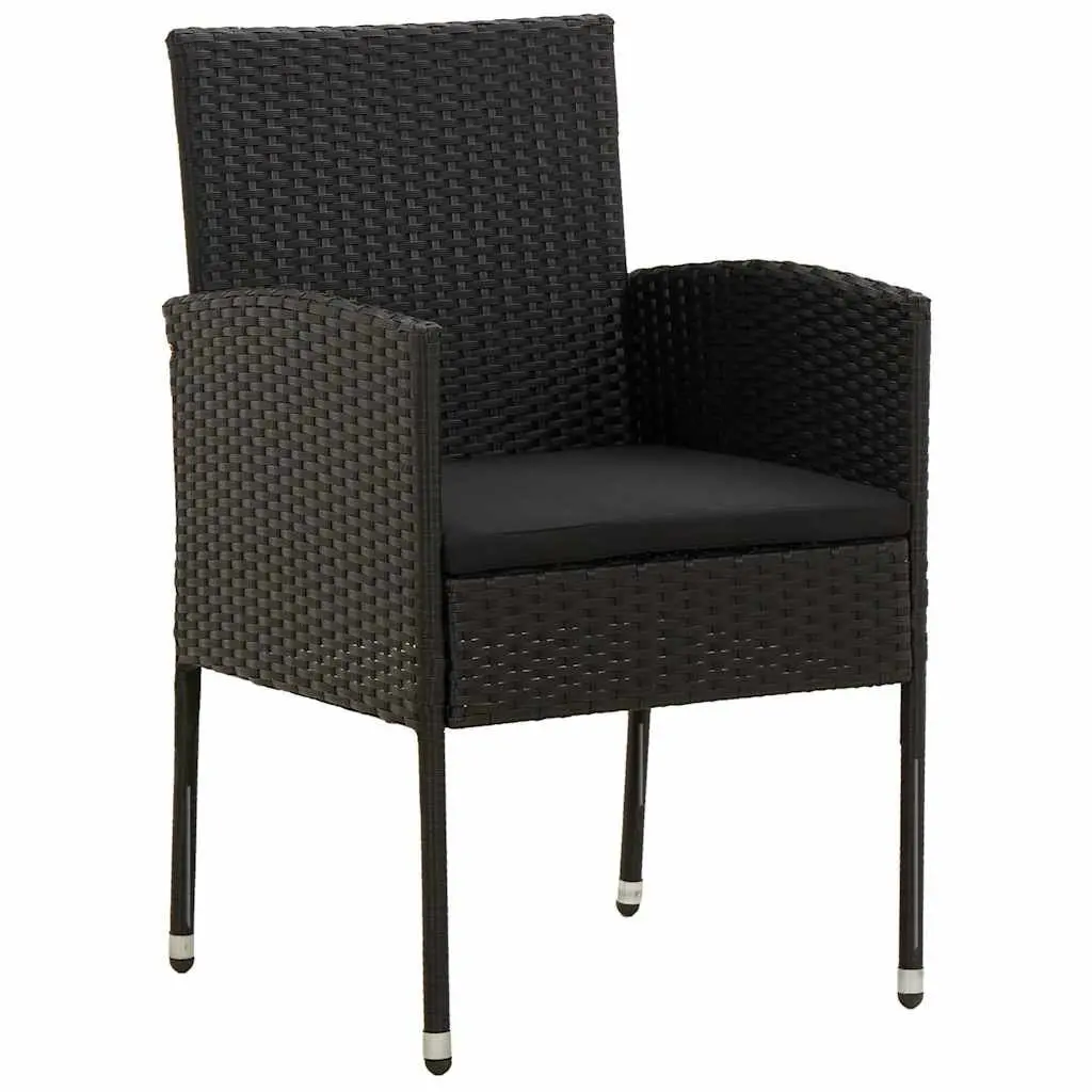 9-Piece Black Outdoor Dining Set with Durable Rattan