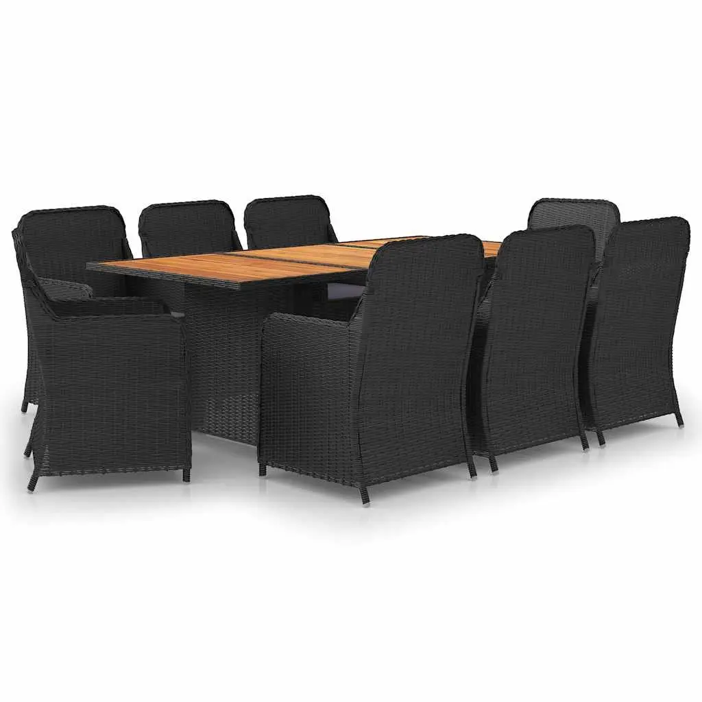 9 Piece Outdoor Garden Dining Set in Black
