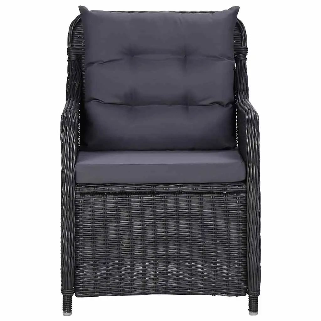 Garden Dining Set PE Rattan Powder-coated Steel 7 Piece Outdoor Furniture Patio Table Chairs Black