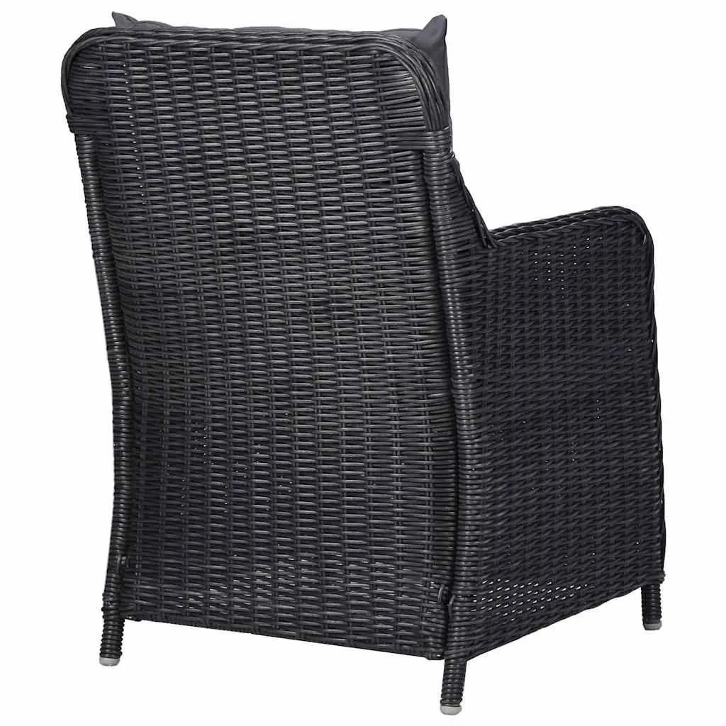 Garden Dining Set PE Rattan Powder-coated Steel 7 Piece Outdoor Furniture Patio Table Chairs Black
