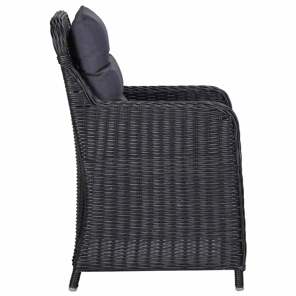 Garden Dining Set PE Rattan Powder-coated Steel 7 Piece Outdoor Furniture Patio Table Chairs Black