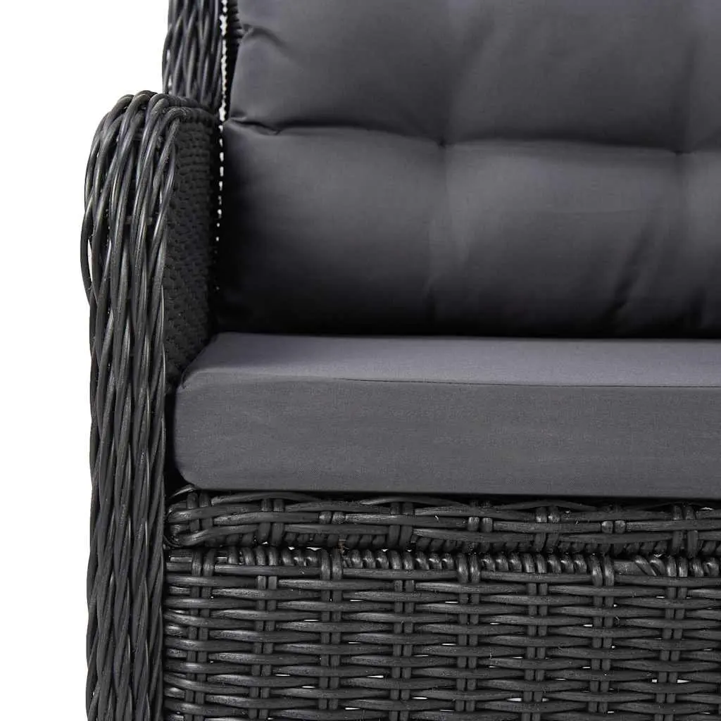 Garden Dining Set PE Rattan Powder-coated Steel 7 Piece Outdoor Furniture Patio Table Chairs Black