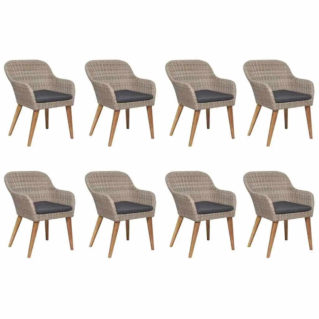 9 Piece Poly Rattan Outdoor Dining Set in Brown