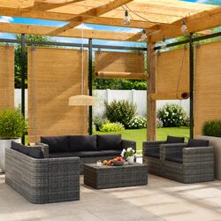 Durable 9-Piece Garden Lounge Set with Cushions in Grey