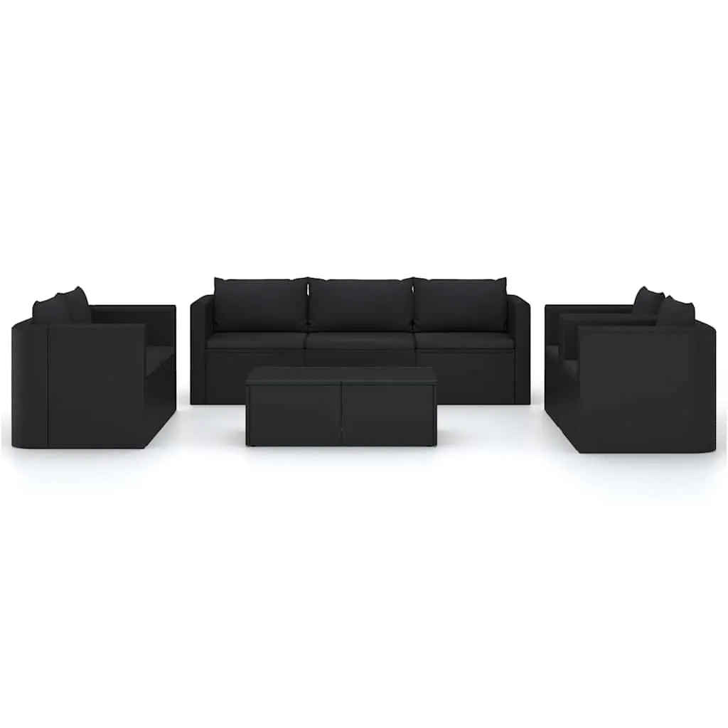 Garden Lounge Set PE Rattan 9 Piece Outdoor Furniture Modular Sofa Black