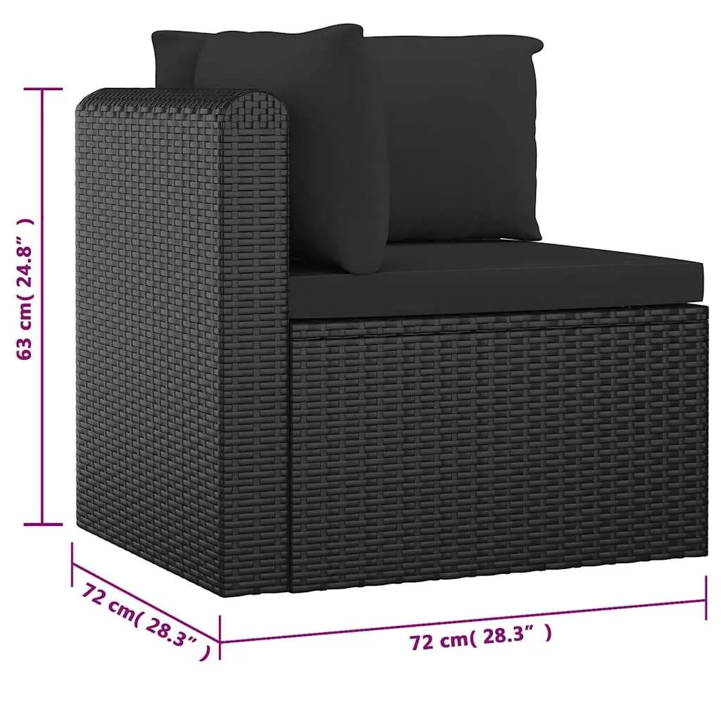 Garden Lounge Set PE Rattan 9 Piece Outdoor Furniture Modular Sofa Black